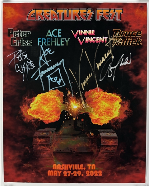 2022 KISS Creature Fest Signed Poster w/ Ace, Criss, Vincent & Kulick (Beckett/BAS LOA)