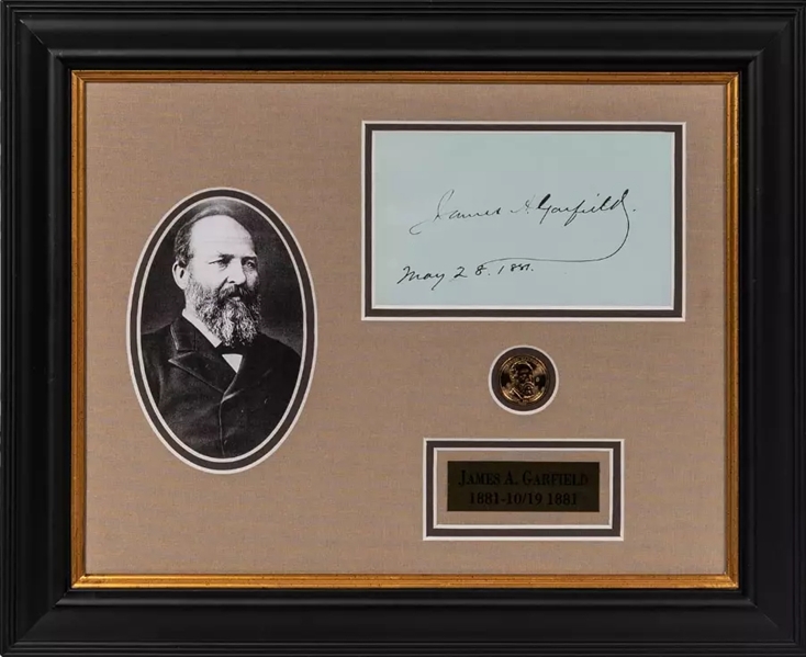 President James Garfield ULTRA-RARE Presidential Dated Signed 3" x 6" Album Page (JSA)