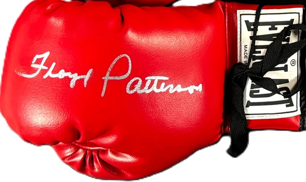 Floyd Patterson Signed Red Everlast Boxing Glove w/ Desirable Silver Autograph (Third Party Guaranteed)