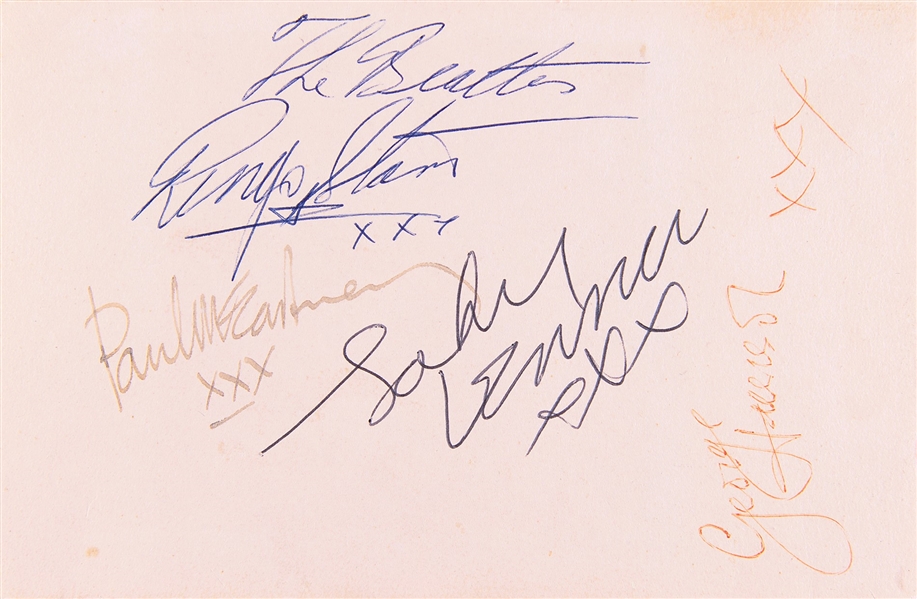 The Beatles Ultra-Rare Cavern Club-Era c. 1963 Group Signed 7" x 4.5" Album Page w/ All Four Members! (Third Party Guaranteed)