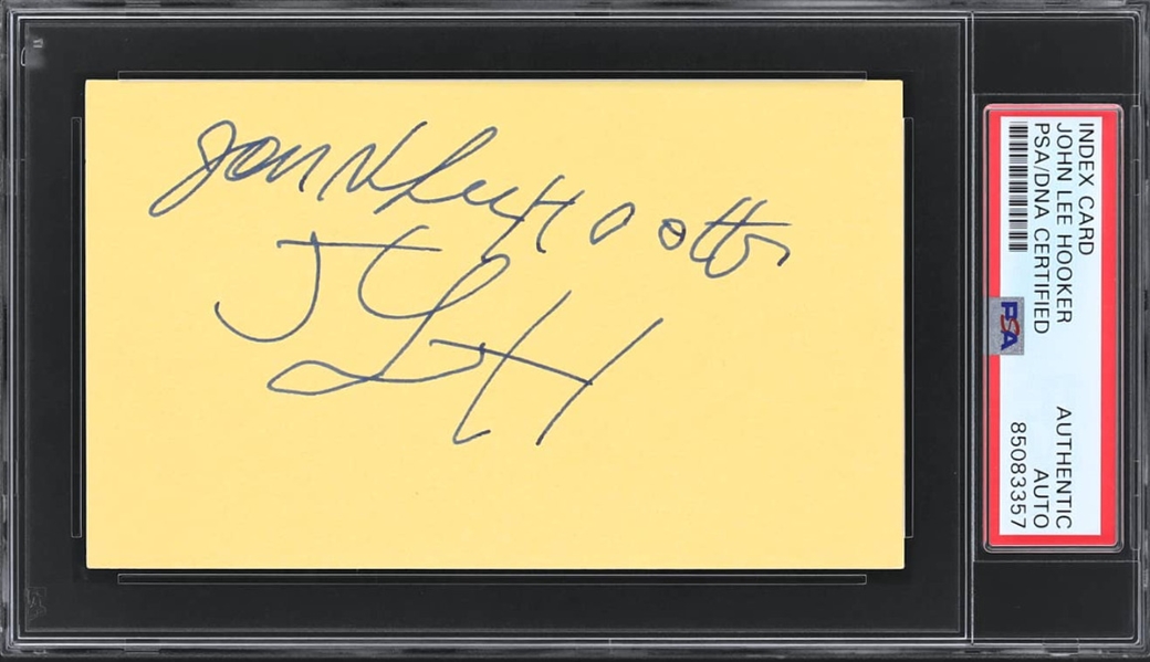 John Lee Hooker Near-Mint Signed John Lee Hooker Near-Mint Signed 3" x 5" Album Page w/ Full Name Autograph! (PSA/DNA Encapsulated) w/ Full Name Autograph! (PSA/DNA Encapsulated)