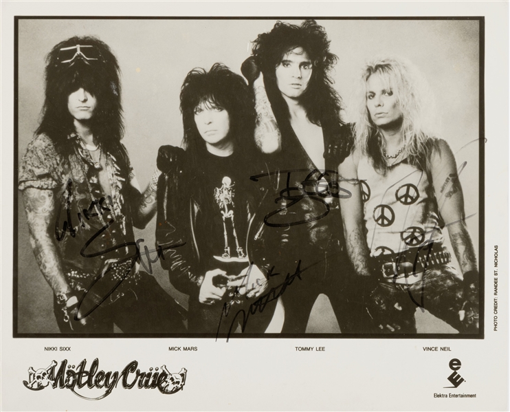 Motley Crue Vintage Group Signed 8" x 10" Promotional Elektra "Dr. Feelgood" Photograph w/ All Four Members! (PSA/DNA)