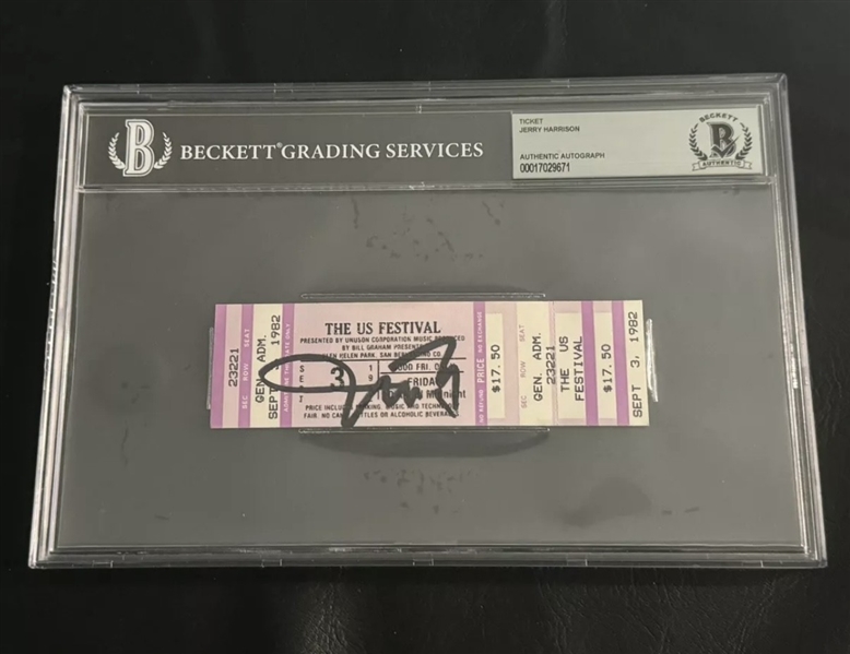 Talking Heads: Jerry Harrison Signed 1982 US Festival Ticket (Beckett/BAS)