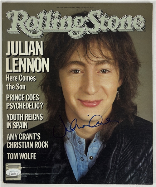 Julian Lennon Signed 1985 Rolling Stone Magazine (JSA)