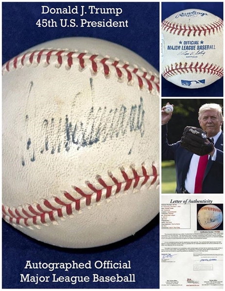 President Donald Trump Signed Official ML Baseball with Full Name Signature! (JSA)