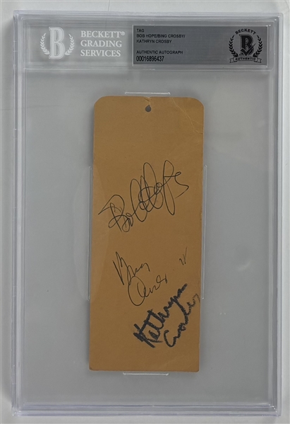 Bob Hope, Bing Crosby, & Katheryn Crosby Signed 1975 Womans International Tag (Beckett/BAS Encapsulated)