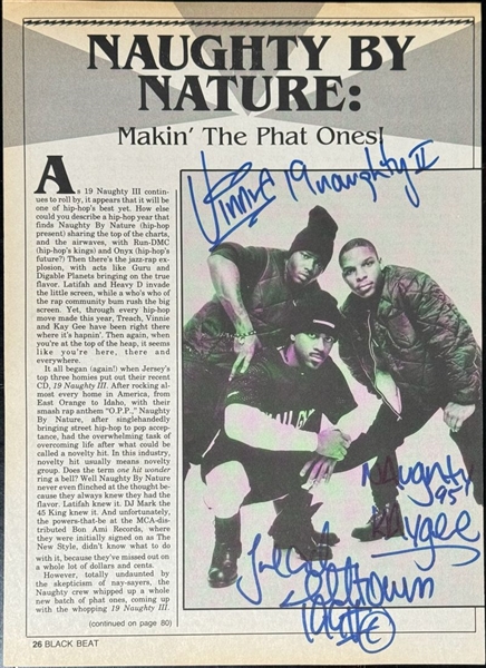 Naughty by Nature Group Signed Magazine Page (Beckett/BAS LOA)