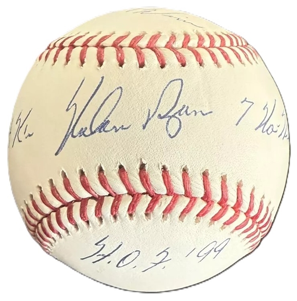 Nolan Ryan Signed Stat OML Baseball w/ "324 Wins 5,714 Ks 7 No-Hitters, HOF 99" Inscriptions! (Beckett/BAS)