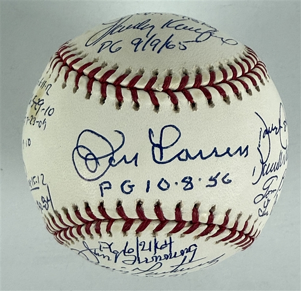 "Perfect Game" Pitchers Signed Baseball with Koufax, Halladay, Johnson, Larsen, etc. (17/Sigs) (Beckett/BAS)