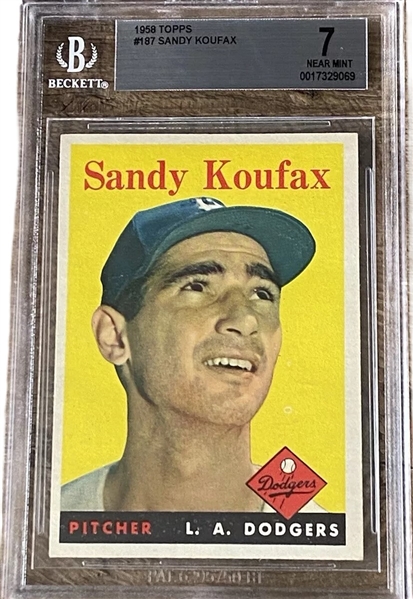 1958 Topps #187 Sandy Koufax w/ Excellent Centering! - BGS 7 (Beckett/BAS Encapsulated)