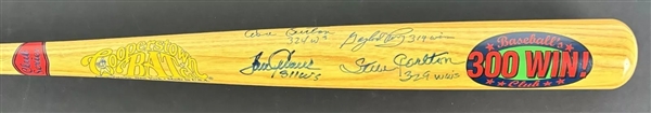 Cooperstown 300 Win Club Signed & Win Total Inscribed Bat w/ Seaver, Perry, Carlton & Others (Beckett/BAS)