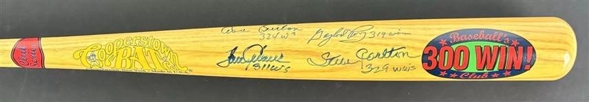 Cooperstown 300 Win Club Signed & Win Total Inscribed Bat w/ Seaver, Perry, Carlton & Others (Beckett/BAS)