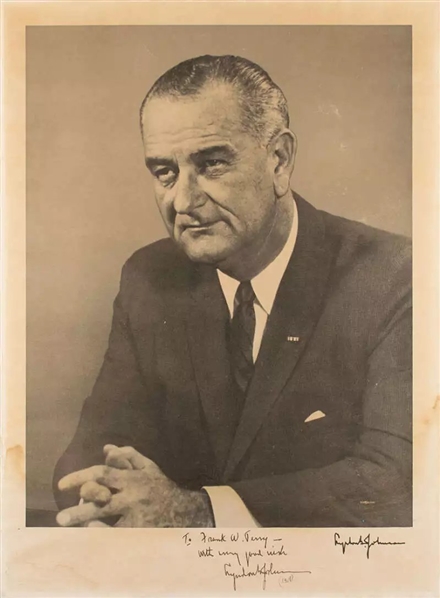 President Lyndon B. Johnson Signed 23" x 17" Photograph - The Largest We Have Handled! (Beckett/BAS)