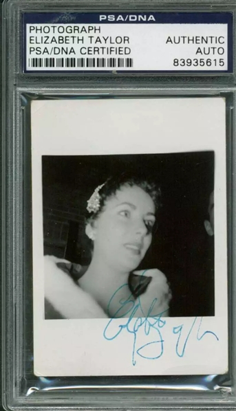 Elizabeth Taylor Vintage Signed c. 1954 Original 2.5" x 3.5" Photograph (PSA/DNA Encapsulated)