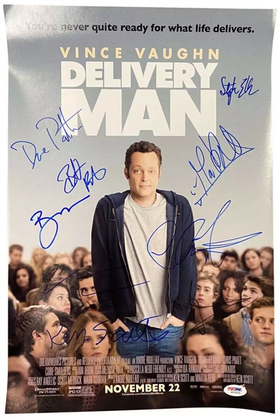 Delivery Man Cast Signed 11" x 17" Mini Poster w/ Vaughn, Pratt & Others (PSA/DNA)