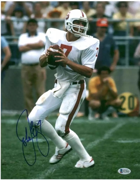 John Elway Signed 11" x 14" Stanford Photograph (Beckett/BAS) 