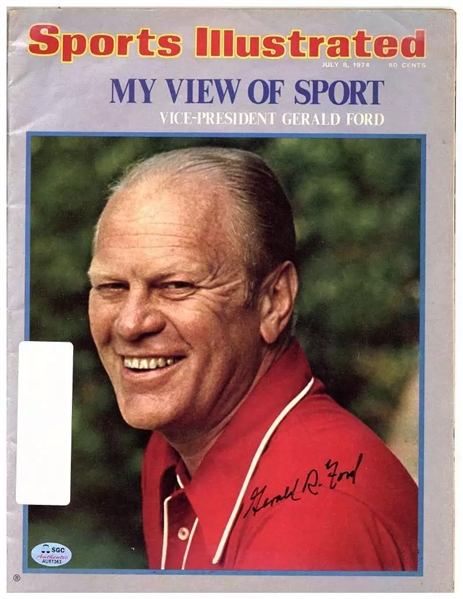 President Gerald Ford Signed 1974 Newstand Sports Illustrated Magazine (SGC & Third Party Guaranteed) 