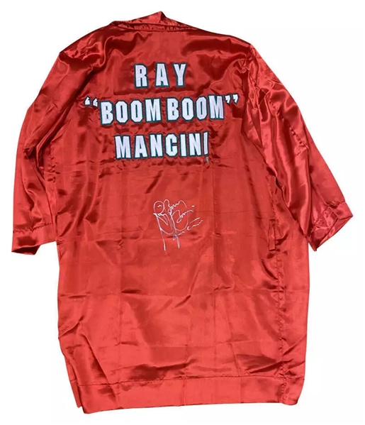 Ray "Boom Boom" Mancini Signed Personal Model Full Size Boxing Robe (JSA) 