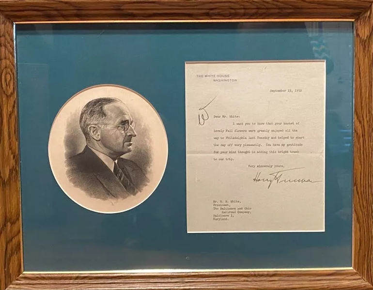 President Harry Truman Signed 1952 White House Letter (Third Party Guaranteed)