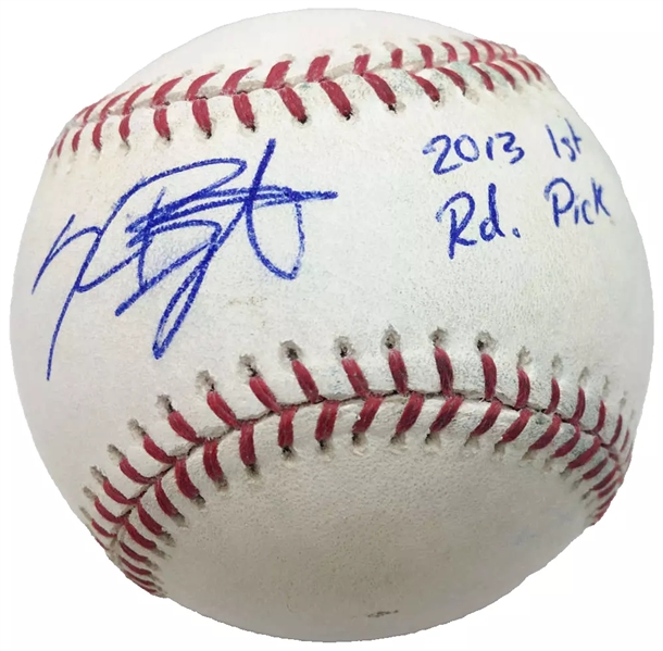 Kris Bryant Signed & 2013 1st Rd Pick Inscribed Game Used OML Baseball (JSA) 