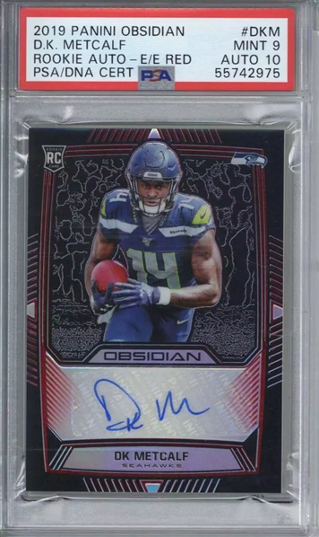 2019 Panini Obsidian DK Metcalf ROOKIE Autograph Electric Etch Red / 10 (PSA 9, 10 Auto)