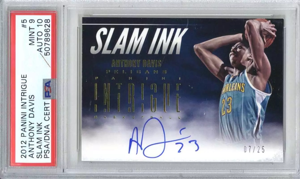 2012 Panini Intrigue 5 Anthony Davis Slam Ink Rookie Card (PSA 9, 10 Auto)