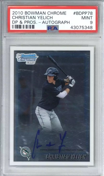 2010 Bowman Chrome Draft Autograph Christian Yelich Rookie Card (PSA 9)