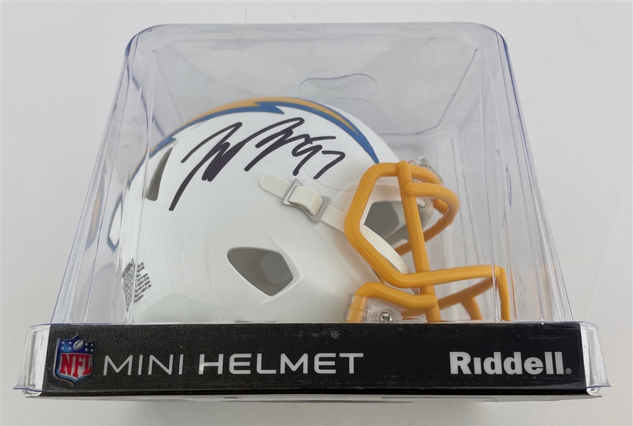 Joey Bosa Signed 2020 White Speed Mini Helmet (Beckett COA/BAS Witnessed)