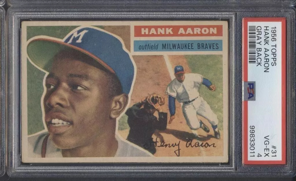 1956 Topps #31 Hank Aaron Grey Back w/ Excellent Centering! - PSA VG-EX 4