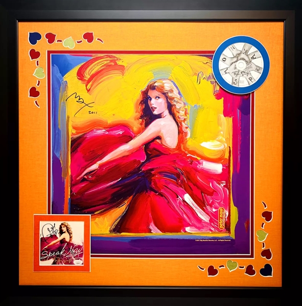 Taylor Swift and Peter Max Signed & Framed Lithograph and CD Display (JSA & ACOA)