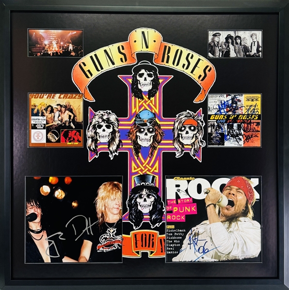 Guns N Roses Group Signed Custom Framed Display (6/Sigs) (JSA)