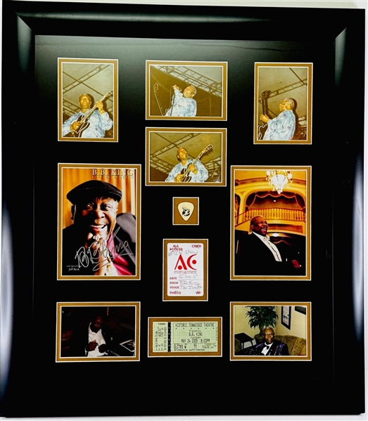 BB King Signed Custom Framed Display (JSA) 