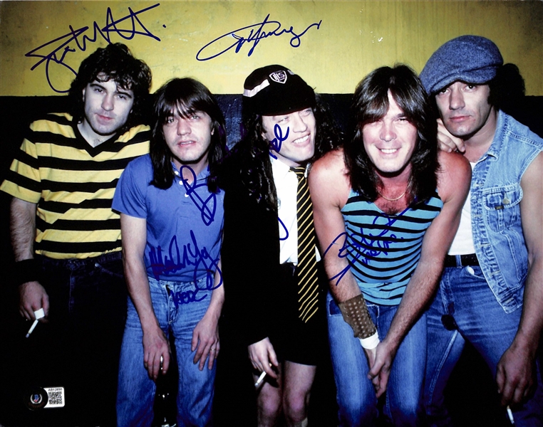 AC/DC: Group Signed 11" x 14" Photo (5 Sigs)(Beckett/BAS LOA)(Grad Collection)