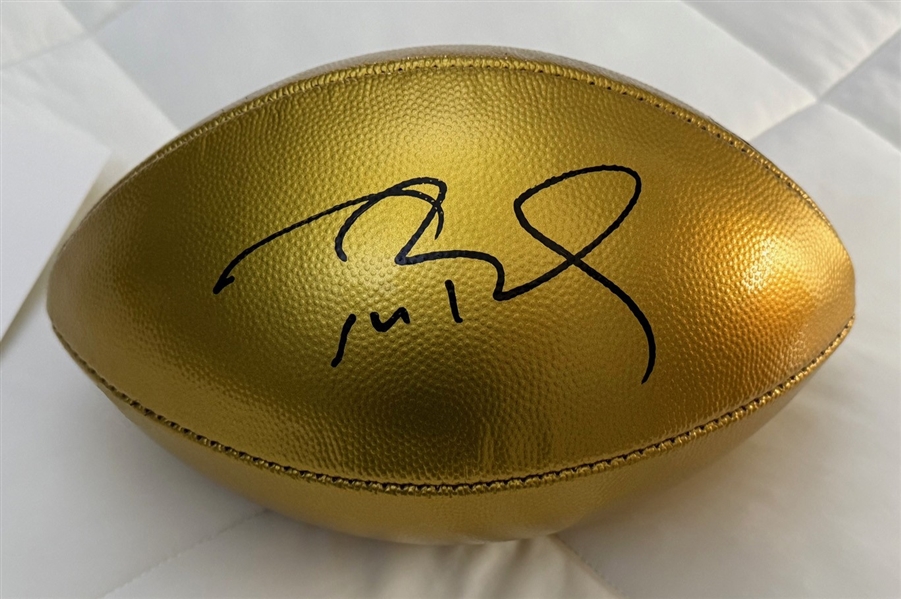 Tom Brady Signed Official Wilson Duke "Gold NFL 100" Game Style Football  (TriStar)