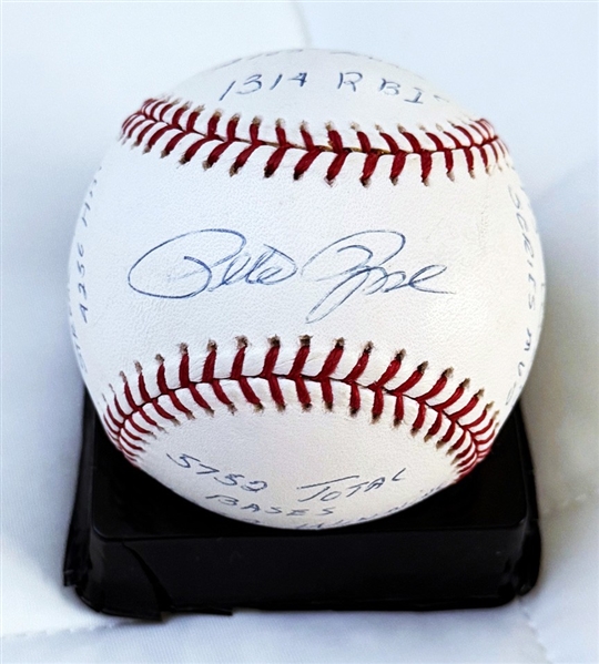 Pete Rose Signed RJ Statball w/15 Handwritten Stats * #255/1000 (RJ & Beckett/BAS)