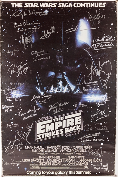 Star Wars: Incredible Cast Signed "The Empire Strikes Back" Poster w/ 31 Sigs, Inc. Fisher, Hamill, Mayhew, & More! (Beckett/BAS LOA)