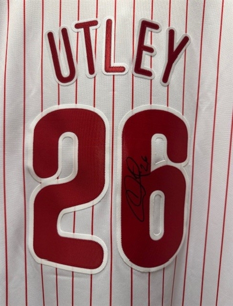 Chase Utley Signed Authentic Phillies Jersey w/ World Series Patch (Third Party Guaranteed)