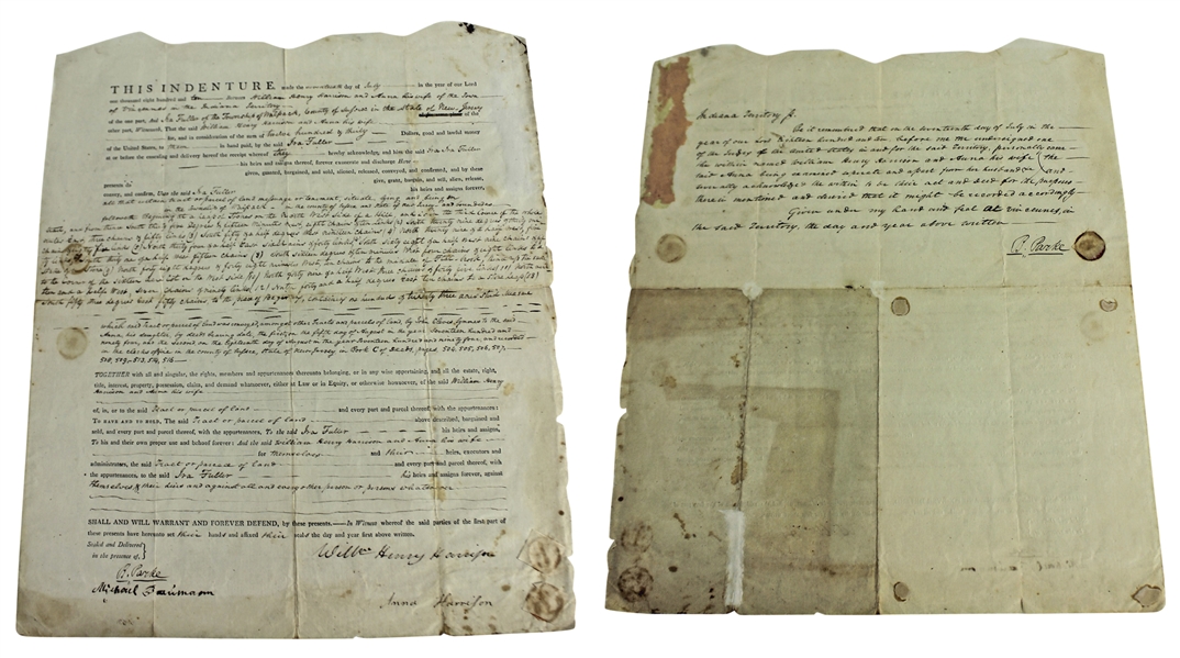 William Henry Harrison & Anna Harrison Rare Dual Signed 1810 Indenture Document (Beckett/BAS LOA)