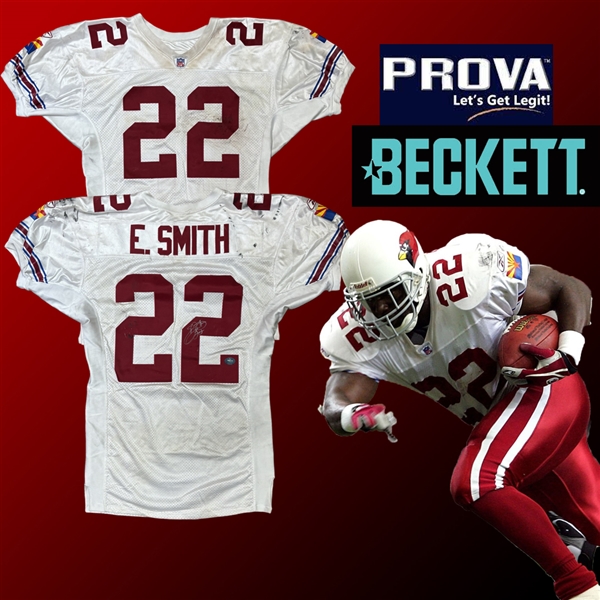 Emmitt Smith Game Worn PHOTOMATCHED Arizona Cardinals Jersey :: Worn 9/26/04 vs Atlanta Falcons (PROVA & Beckett/BAS)