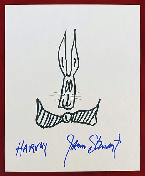 Jimmy Stewart ORIGINAL Hand Drawn & Signed "Harvey" Sketch (Beckett/BAS)