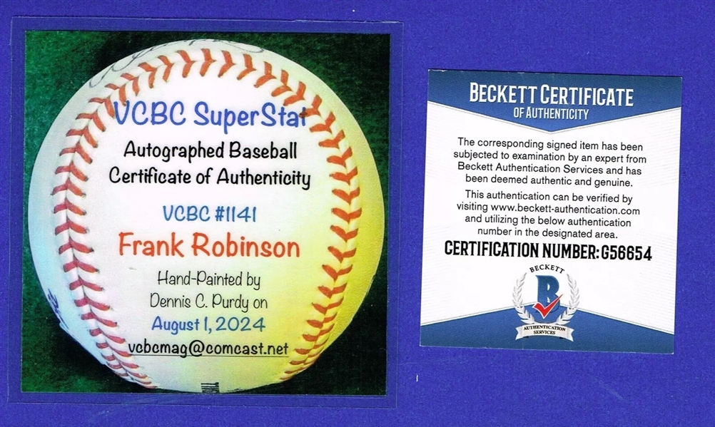 Frank Robinson Signed OAL SuperStats Baseball, 1/1, Hand Painted (Beckett/BAS) 