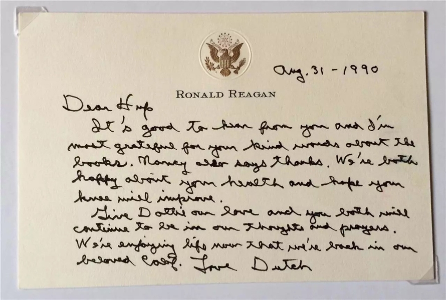 Ronald Reagan Hand Written Note Uniquely Signed "Dutch"! (Third Party Guarantee)
