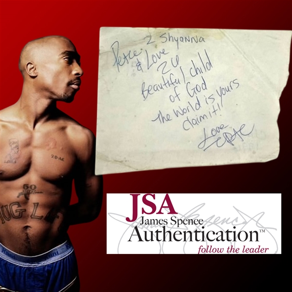 Rare Tupac Shakur Signed Cut – “The World is Yours-Claim It” Inscription (JSA)