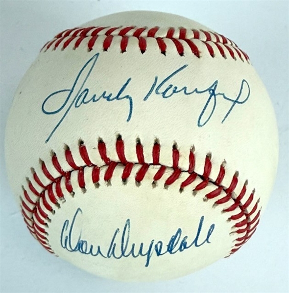 Sandy Koufax & Don Drysdale Near-Mint Dual Signed ONL Baseball w/ Same Panel Display! (Third Party Guaranteed)