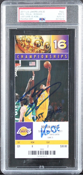 Shaquille ONeal Signed & Inscribed 2011 Ticket for "Last Game vs Kobe" (PSA/DNA Encapsulated)