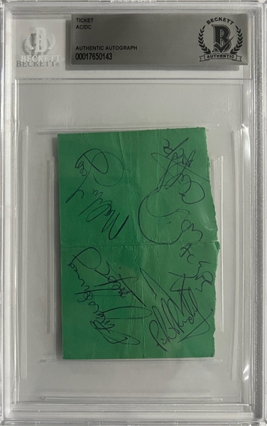 AC/DC Fully Group Signed 1978 Ticket Stub w/ Bon Scott! (5 Sigs)(Beckett/BAS Encapsulated)