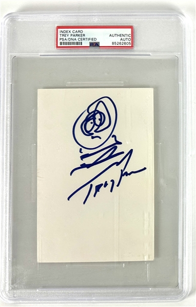 South Park: Trey Parker Signed 4" x 6" Index Card with Hand Drawn Kenny Sketch (PSA/DNA Encapsulated)