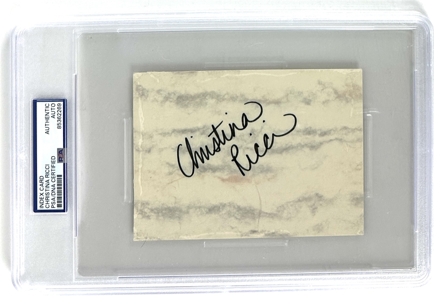 Christina Ricci Signed 4" x 6" Stationary Card with Rare Early Full Autograph (PSA/DNA Encapsulated)