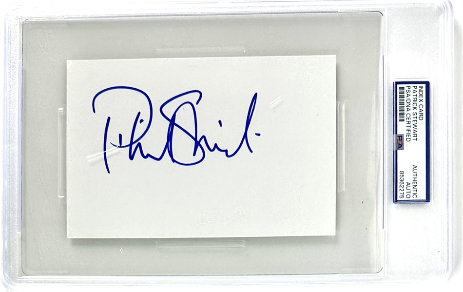 Patrick Stewart Signed 4" x 6" Index Card (PSA/DNA Encapsulated)