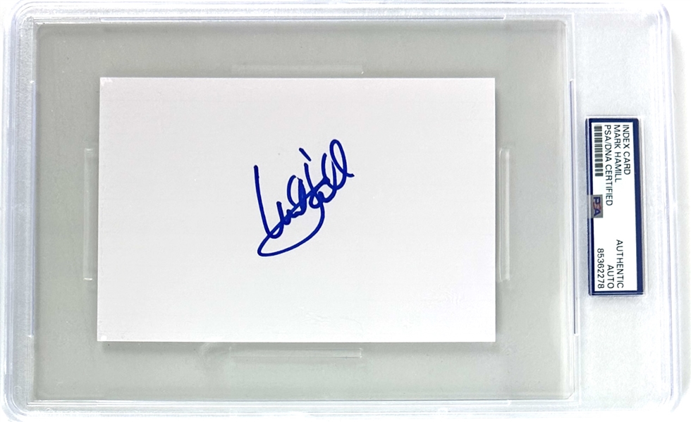 Star Wars: Mark Hamill Signed 4" x 6" Index Card (PSA/DNA Encapsulated)